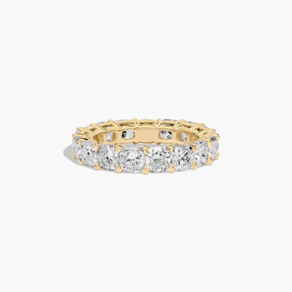 14K Yellow Gold Cushion Cut Lab-Grown Diamond Eternity Ring (6.00 CTW F-G / VS2-SI1)