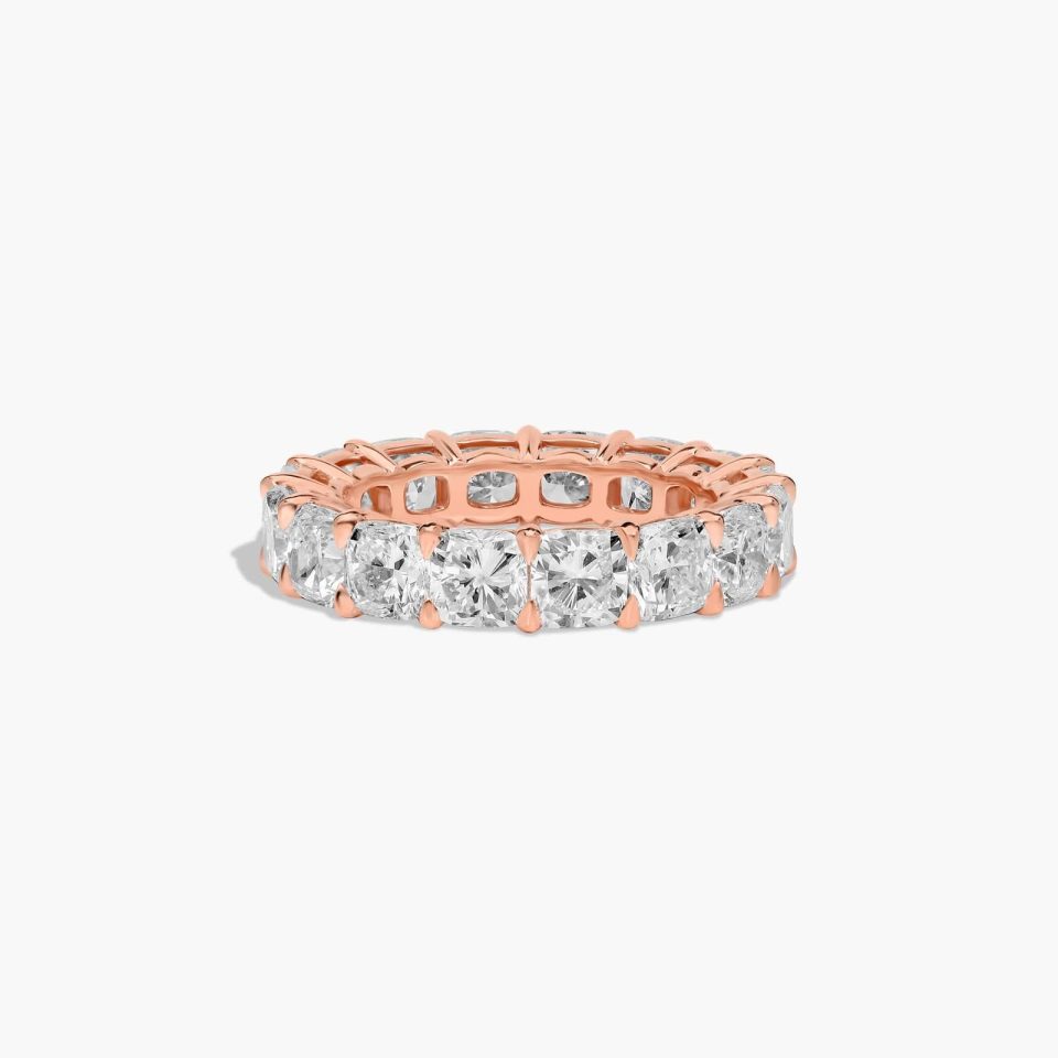 14K Rose Gold Cushion Cut Lab-Grown Diamond Eternity Ring (7.00 CTW F-G / VS2-SI1)