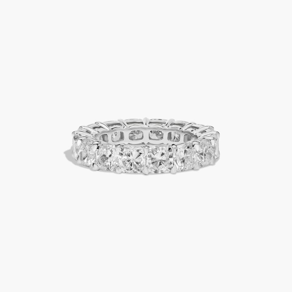 14K White Gold Cushion Cut Lab-Grown Diamond Eternity Ring (7.00 CTW F-G / VS2-SI1)