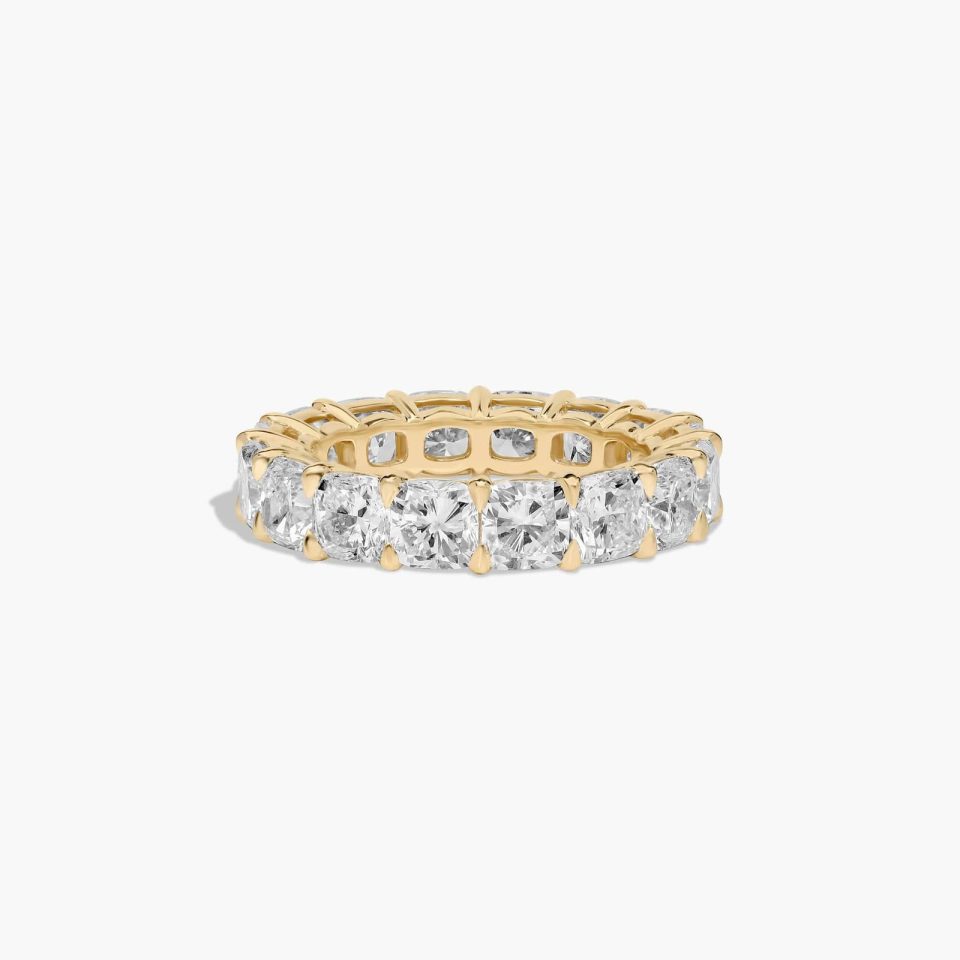 14K Yellow Gold Cushion Cut Lab-Grown Diamond Eternity Ring (7.00 CTW F-G / VS2-SI1)