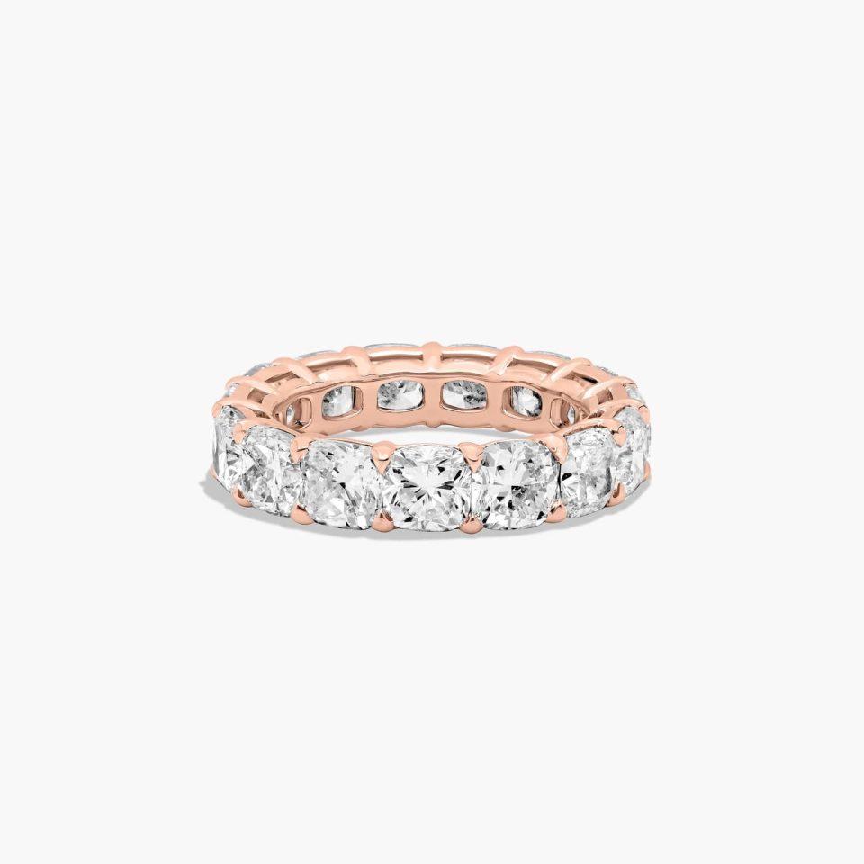 14K Rose Gold Cushion Cut Diamond Eternity Ring (8.00 CTW H-I / SI1-SI2)