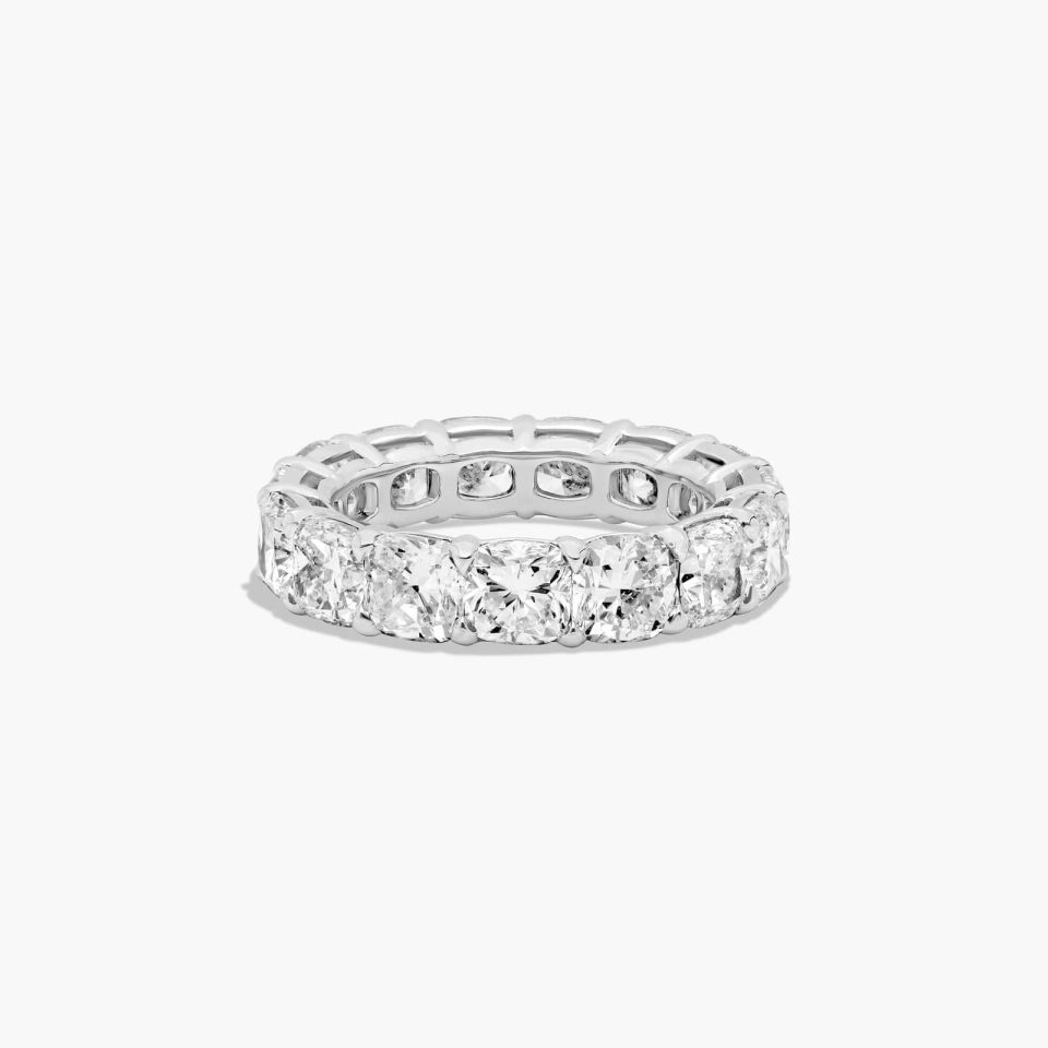 14K White Gold Cushion Cut Lab-Grown Diamond Eternity Ring (8.00 CTW F-G / VS2-SI1)