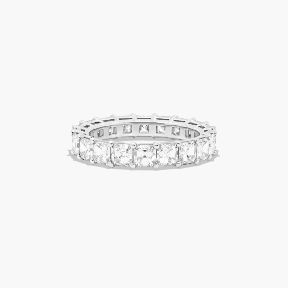 14K White Gold Asscher Cut Lab-Grown Diamond Eternity Ring (4.00 CTW F-G / VS2-SI1)