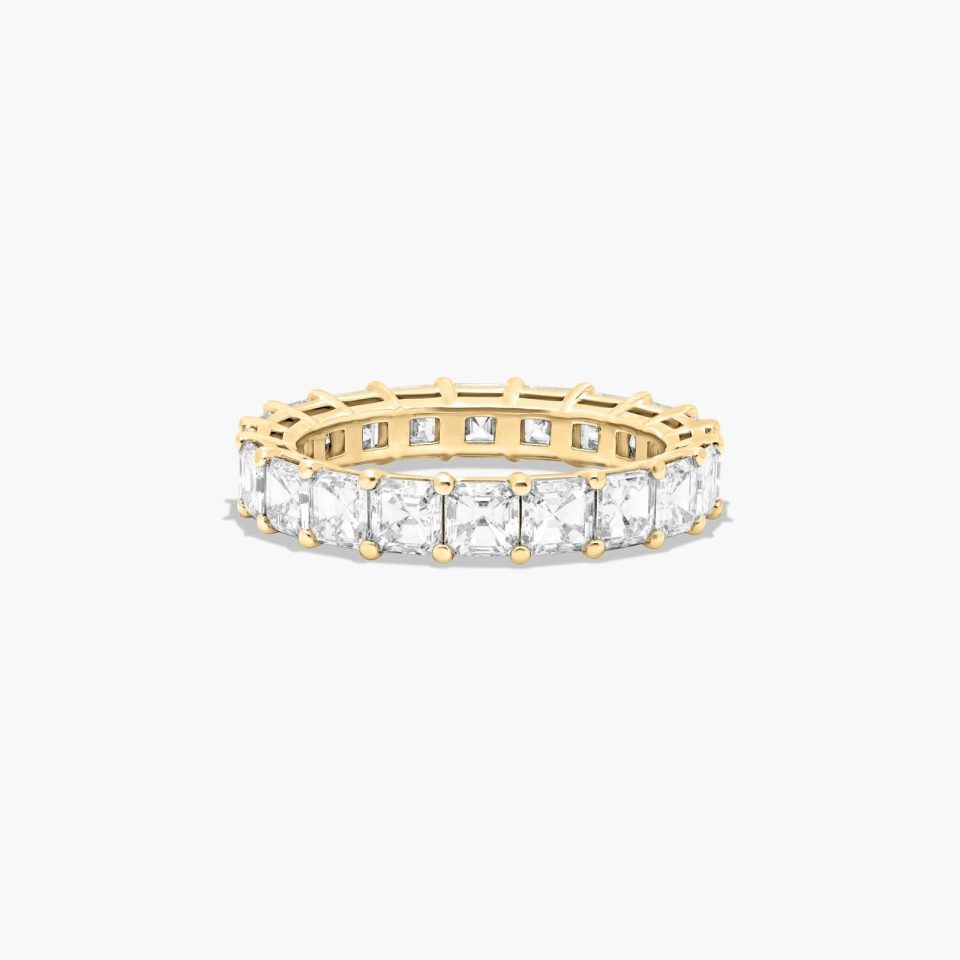 14K Yellow Gold Asscher Cut Lab-Grown Diamond Eternity Ring (4.00 CTW F-G / VS2-SI1)