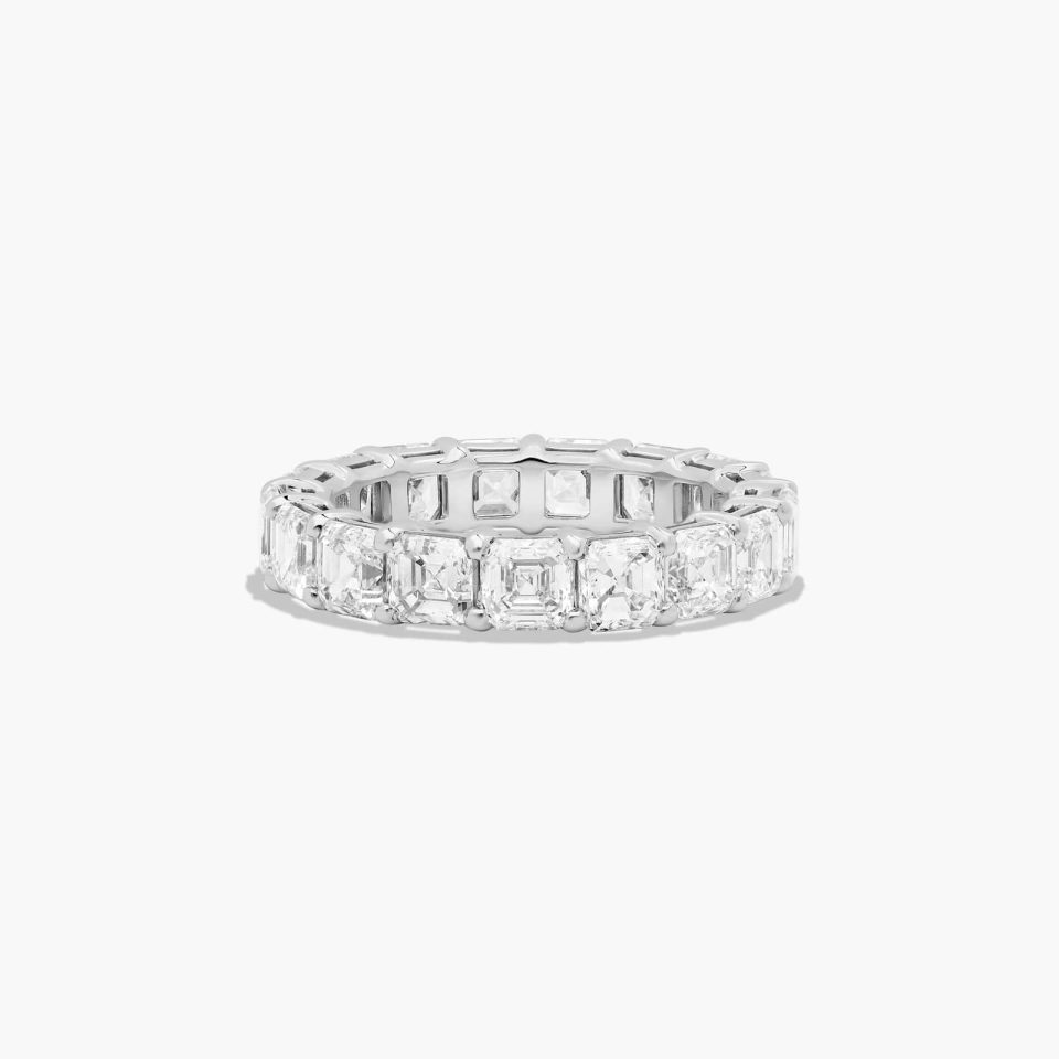14K White Gold Asscher Cut Lab-Grown Diamond Eternity Ring (5.00 CTW F-G / VS2-SI1)