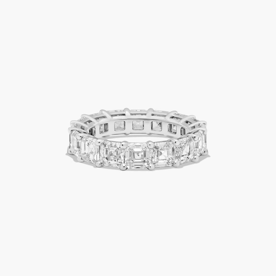 14K White Gold Asscher Cut Lab-Grown Diamond Eternity Ring (6.00 CTW F-G / VS2-SI1)
