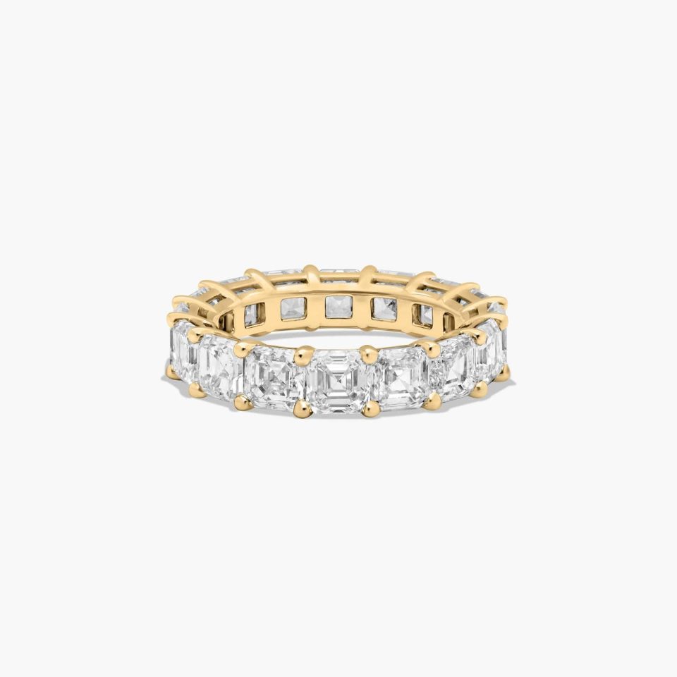 14K Yellow Gold Asscher Cut Lab-Grown Diamond Eternity Ring (6.00 CTW F-G / VS2-SI1)