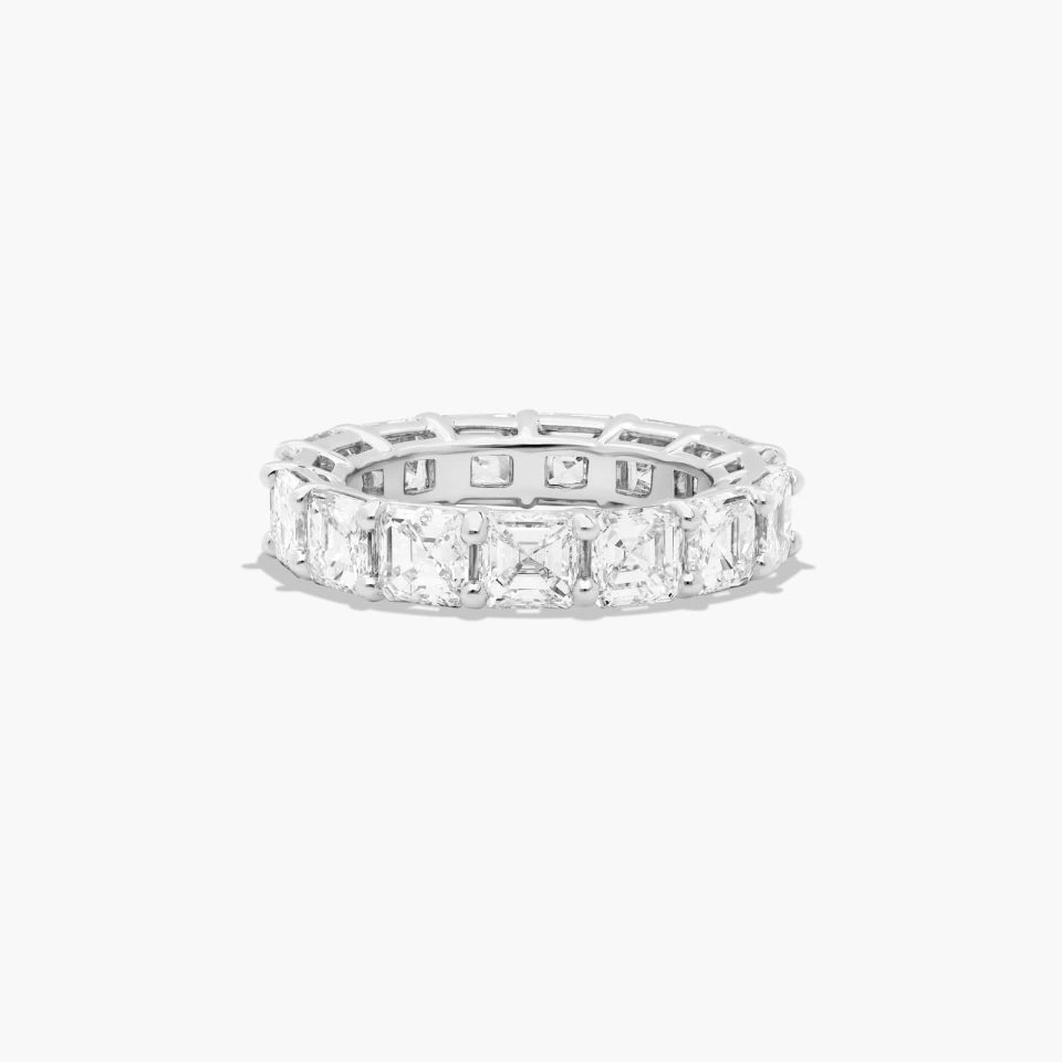 14K White Gold Asscher Cut Diamond Eternity Ring (7.00 CTW H-I / SI1-SI2)