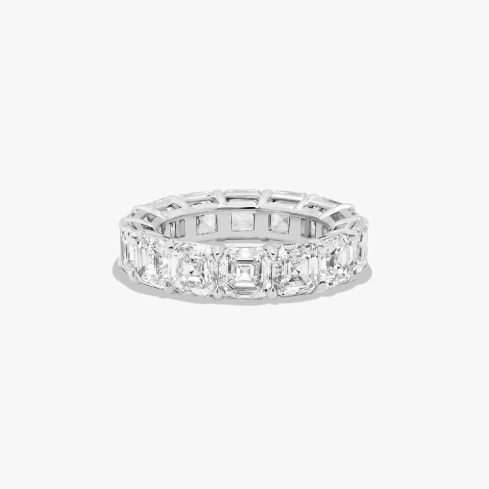14K White Gold Asscher Cut Lab-Grown Diamond Eternity Ring (10.00 CTW F-G / VS2-SI1)