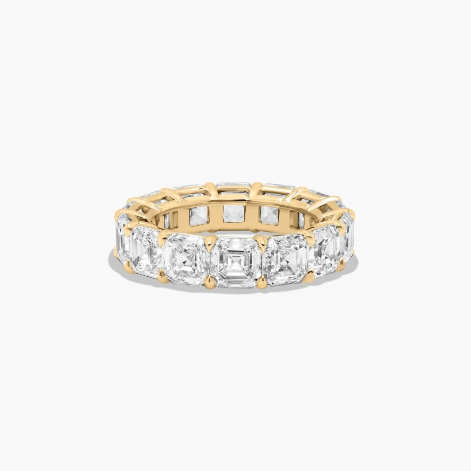 14K Yellow Gold Asscher Cut Diamond Eternity Ring (10.00 CTW H-I / SI1-SI2)