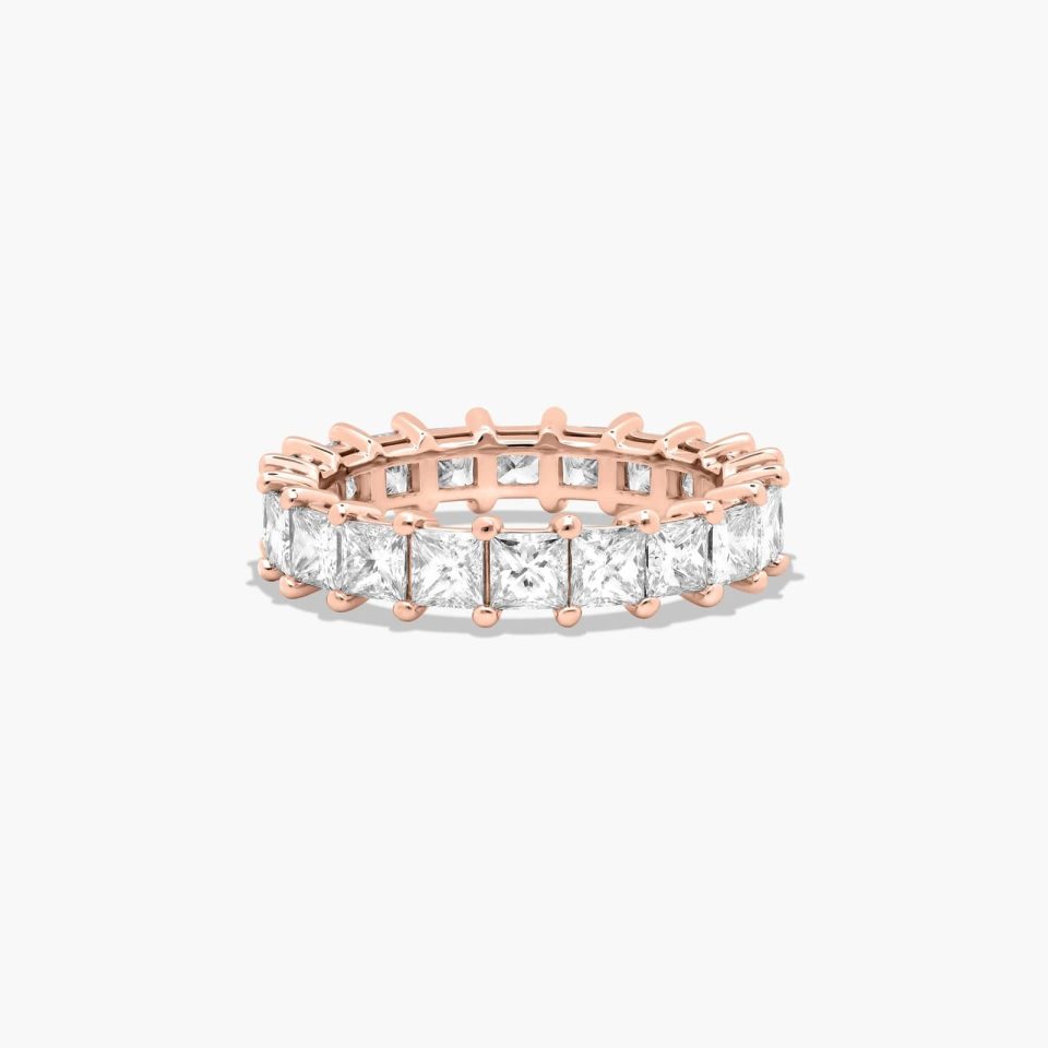 14K Rose Gold Princess Cut Lab-Grown Diamond Eternity Ring (3.00 CTW F-G / VS2-SI1)