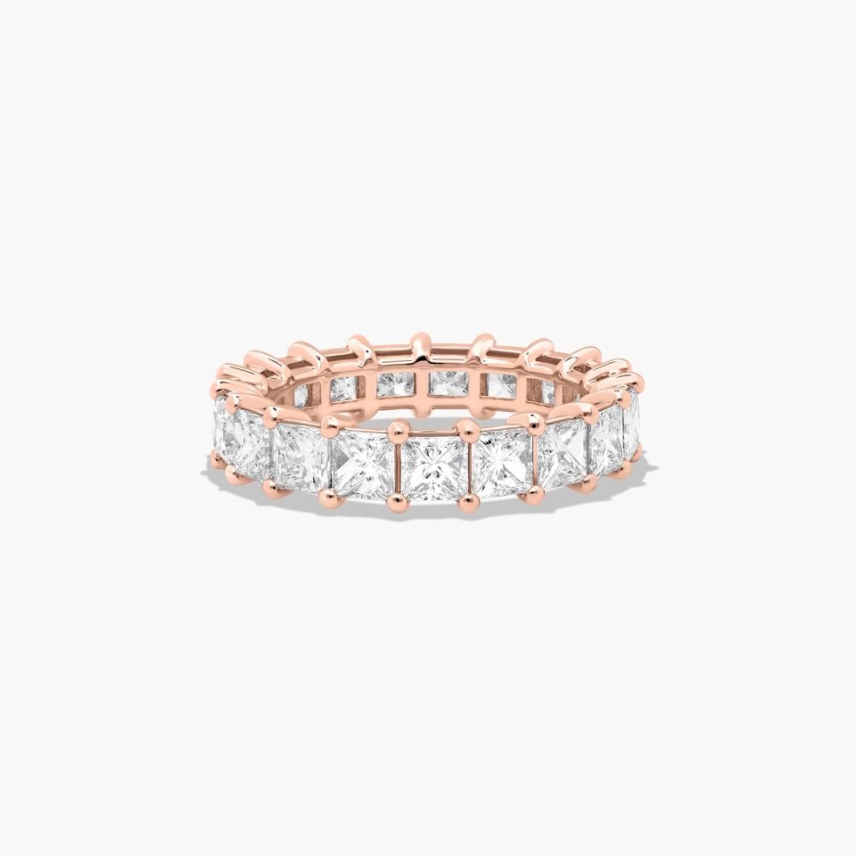 14K Rose Gold Princess Cut Lab-Grown Diamond Eternity Ring (4.00 CTW F-G / VS2-SI1)