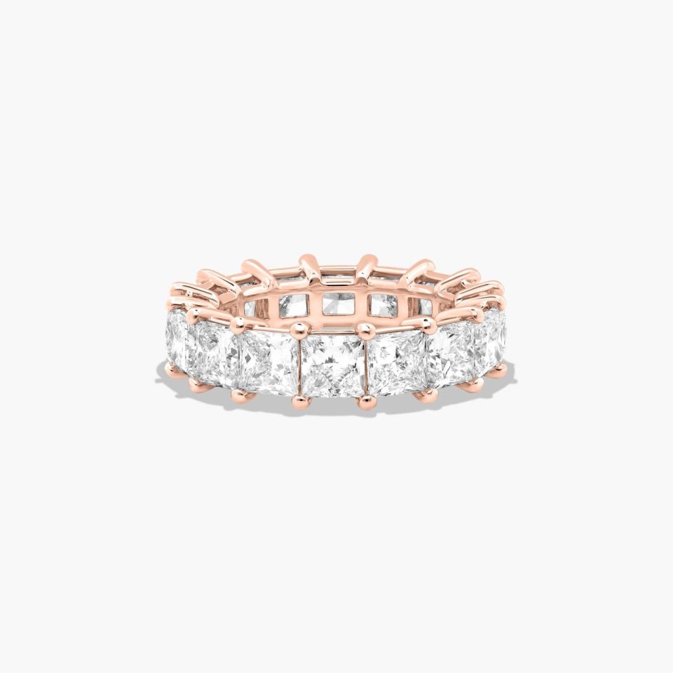 14K Rose Gold Princess Cut Lab-Grown Diamond Eternity Ring (5.00 CTW F-G / VS2-SI1)
