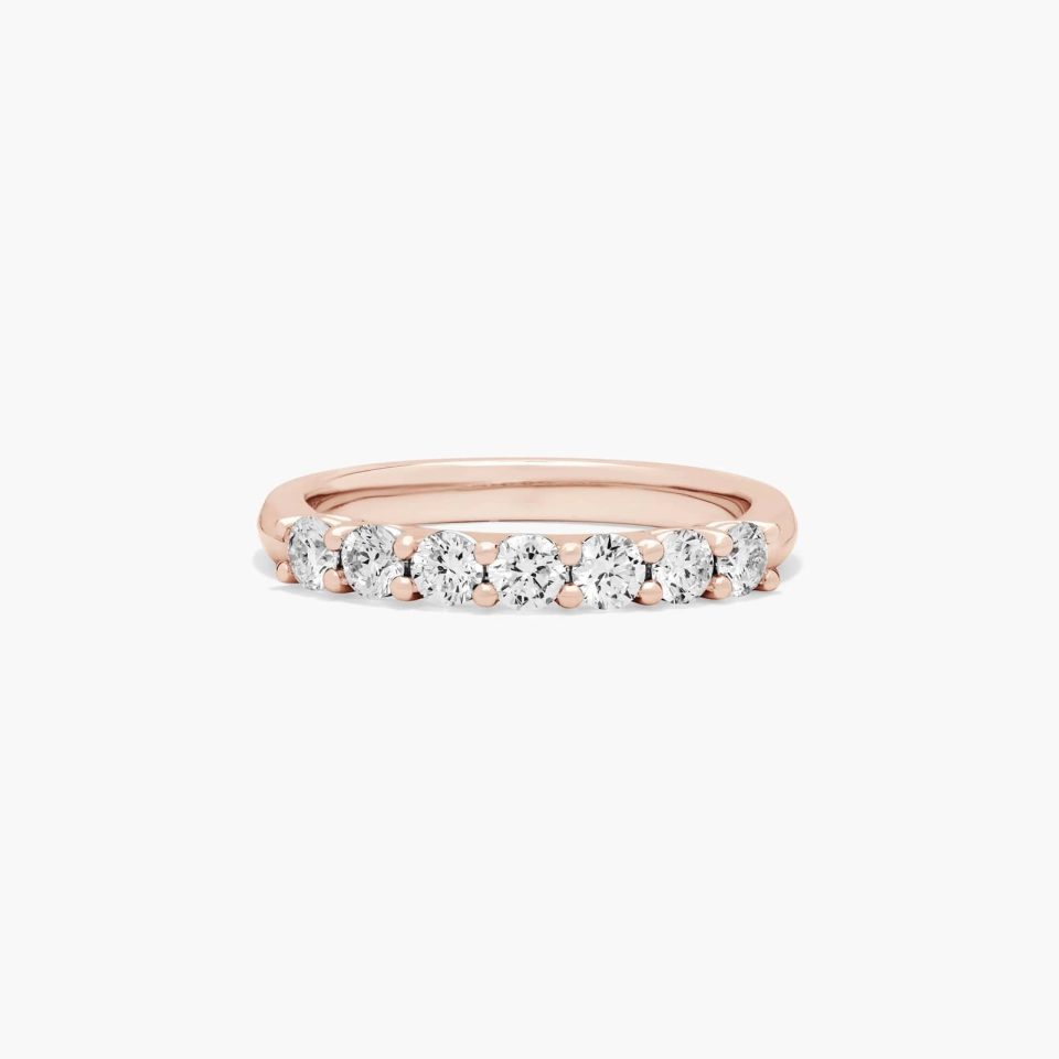 14K Rose Gold Seven Stone Low Dome Basket Lab Grown Diamond Ring (0.50 CTW - F-G / VS2-SI1)