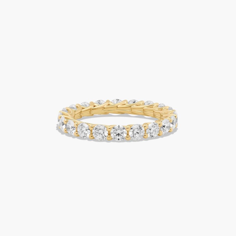 14K Yellow Gold Trellis Lab-Grown Diamond Eternity Ring (2 CTW F-G / VS2-SI1)