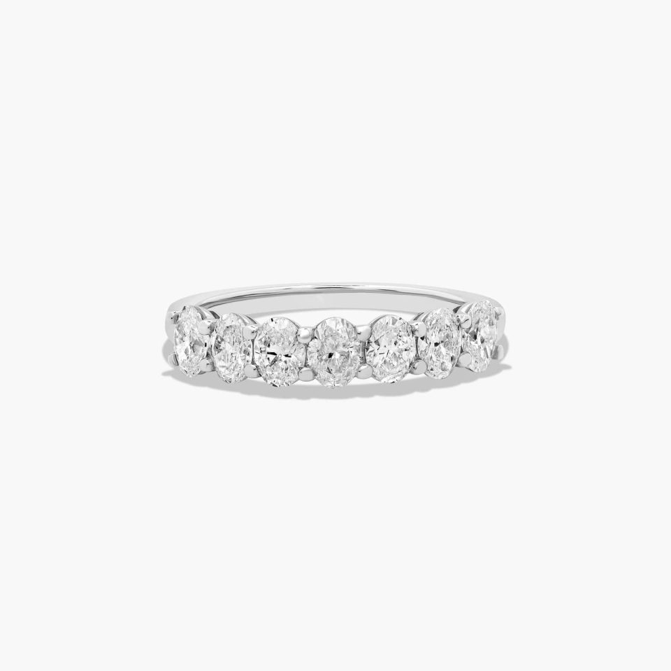 Platinum Seven Stone Oval Shape Diamond Anniversary Ring (1.00 CTW - H-I / SI1-SI2)