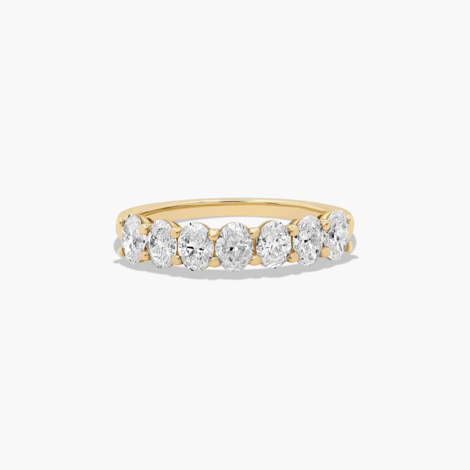 14K Yellow Gold Seven Stone Oval Shape Lab Grown Diamond Anniversary Ring (1.00 CTW - F-G / VS2-SI1)