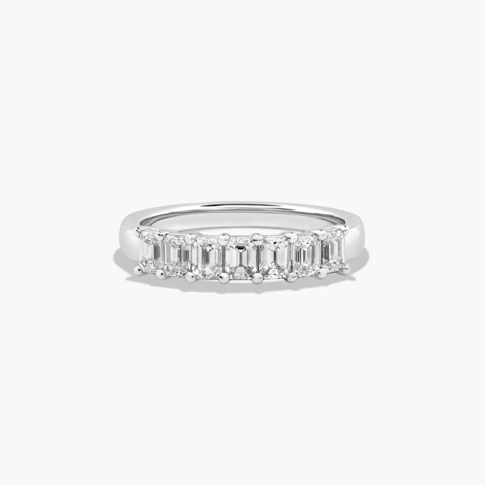14K White Gold Seven Stone Emerald Cut Lab Grown Diamond Anniversary Ring (1.00 CTW - F-G / VS2-SI1)