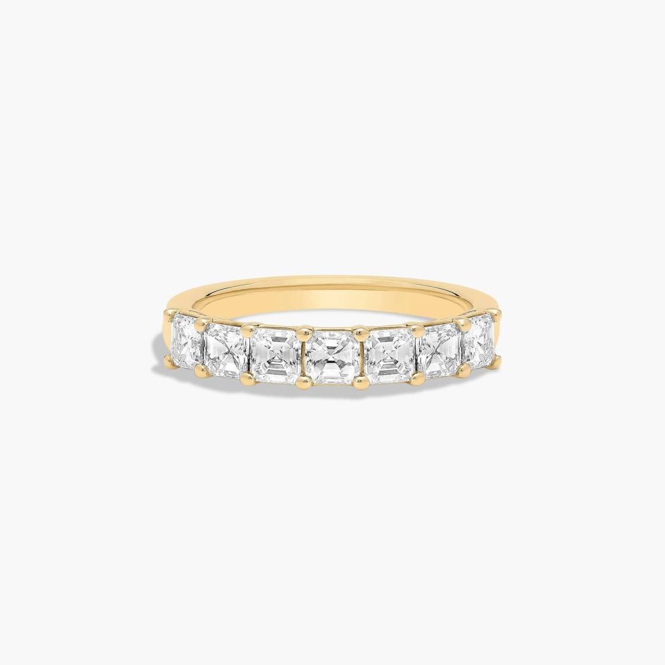 14K Yellow Gold Seven Stone Asscher Cut Lab-Grown Diamond Anniversary Ring (1.00 CTW - F-G / VS2-SI1)