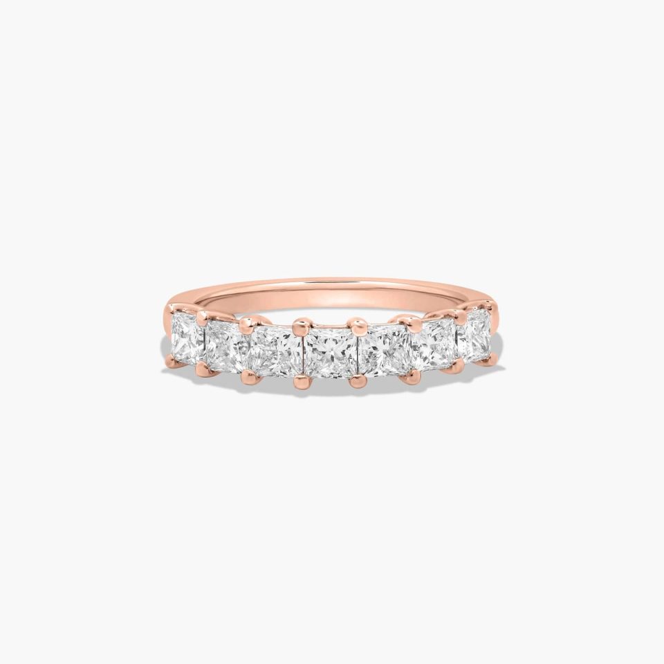 14K Rose Gold Seven Stone Princess Cut Lab-Grown Diamond Anniversary Ring (1.00 CTW - F-G / VS2-SI1)
