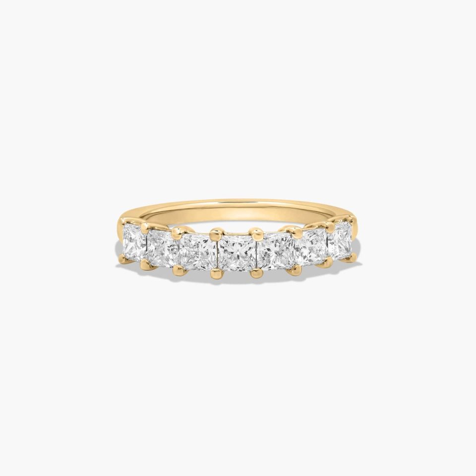 14K Yellow Gold Seven Stone Princess Cut Lab-Grown Diamond Anniversary Ring (1.00 CTW - F-G / VS2-SI1)