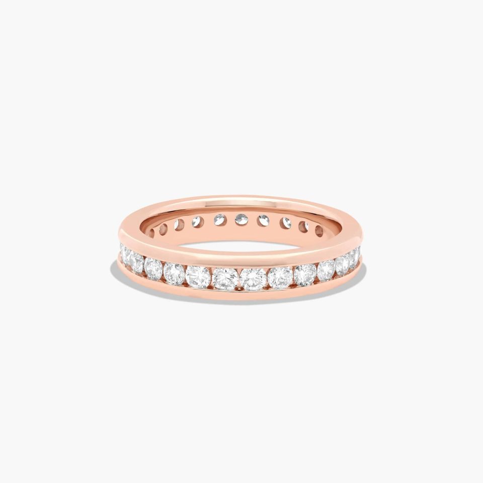 14K Rose Gold Channel Set Round Diamond Eternity Ring (1.00 CTW H-I / SI1-SI2)