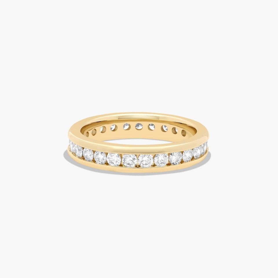 14K Yellow Gold Channel Set Round Diamond Eternity Ring (1.00 CTW H-I / SI1-SI2)