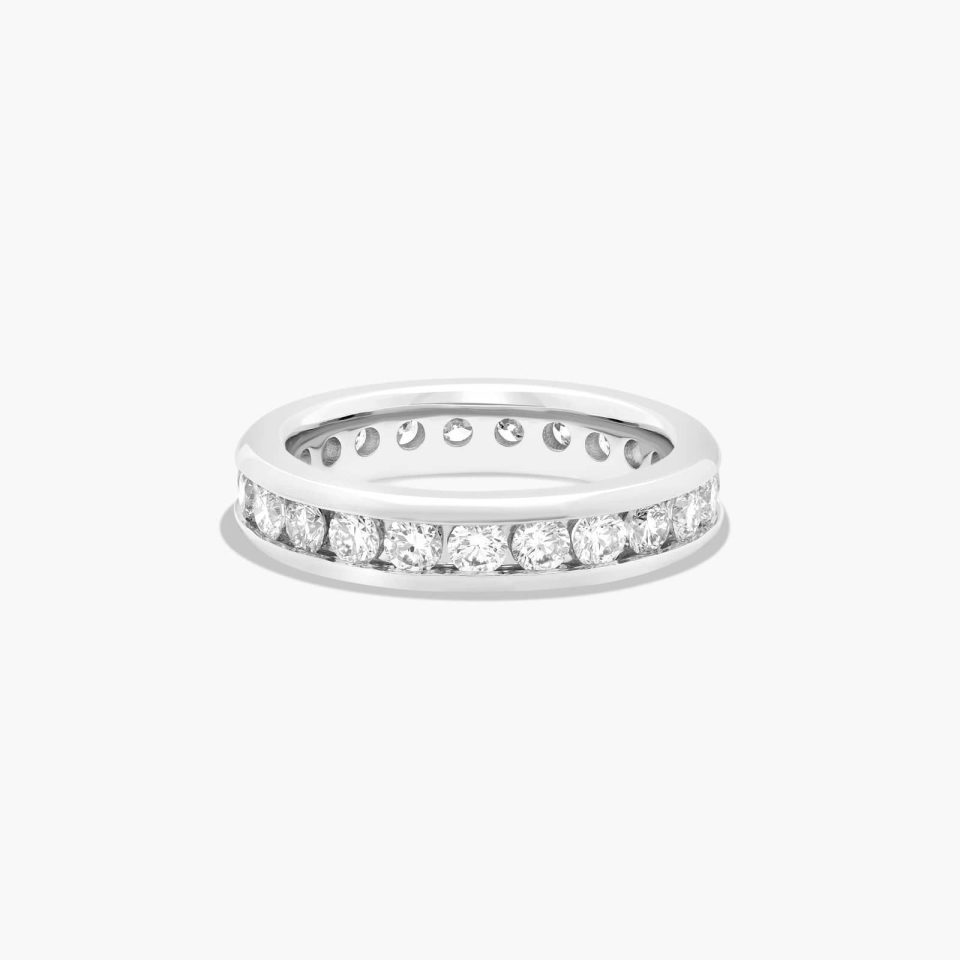 14K White Gold Channel Set Round Lab-Grown Diamond Eternity Ring (1.50 CTW F-G / VS2-SI1)