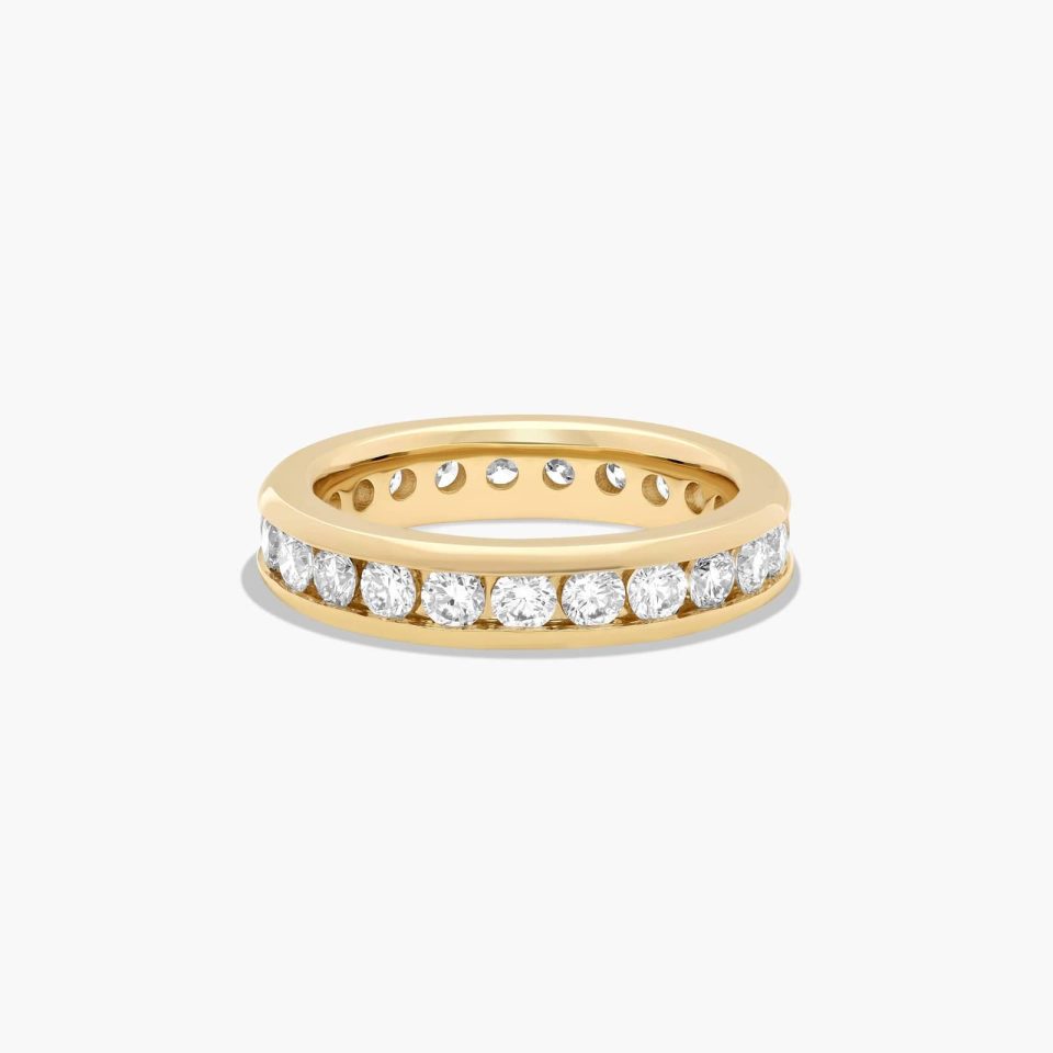 14K Yellow Gold Channel Set Round Diamond Eternity Ring (1.50 CTW H-I / SI1-SI2)