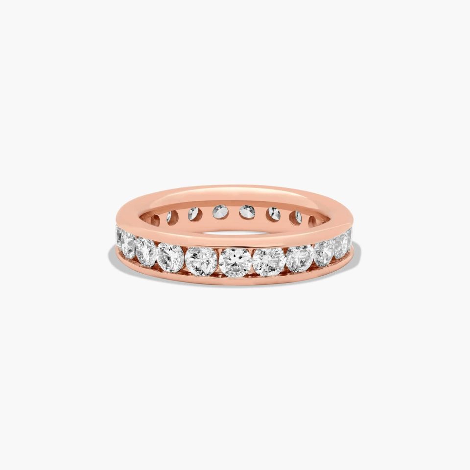 14K Rose Gold Channel Set Round Diamond Eternity Ring (2.00 CTW H-I / SI1-SI2)
