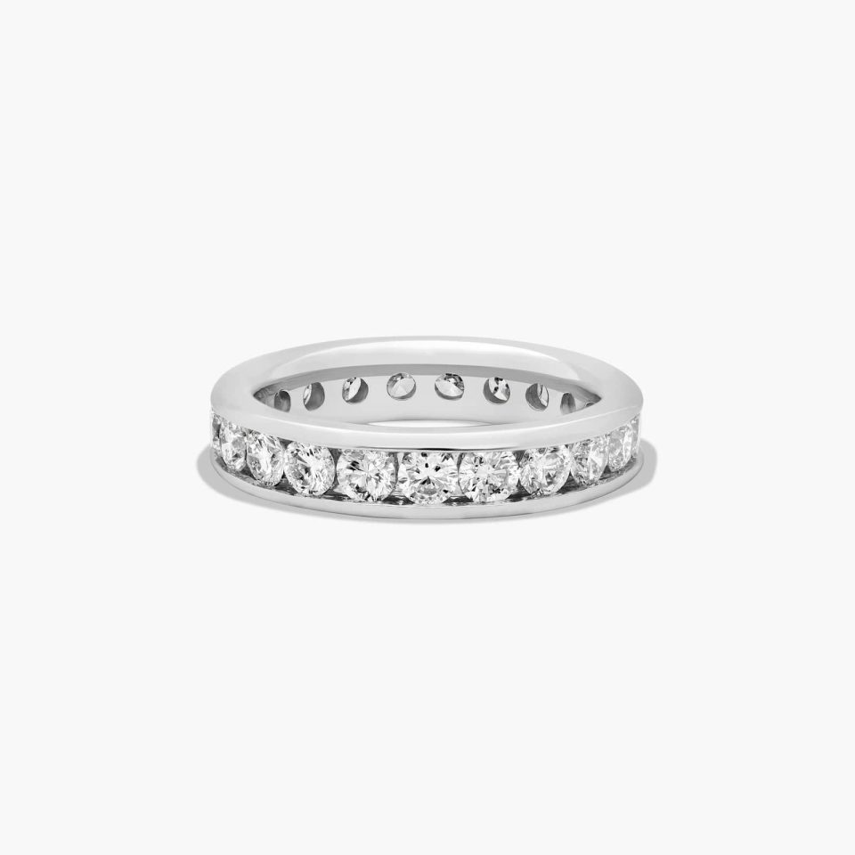 14K White Gold Channel Set Round Diamond Eternity Ring (2.00 CTW H-I / SI1-SI2)