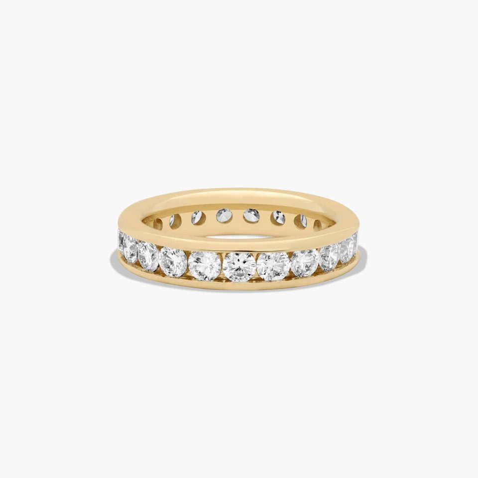 14K Yellow Gold Channel Set Round Diamond Eternity Ring (2.00 CTW H-I / SI1-SI2)