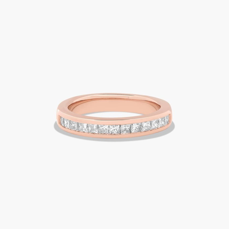 14K Rose Gold Channel Set Princess Cut Lab-Grown Diamond Anniversary Ring (0.50 CTW -F-G / VS2-SI1)