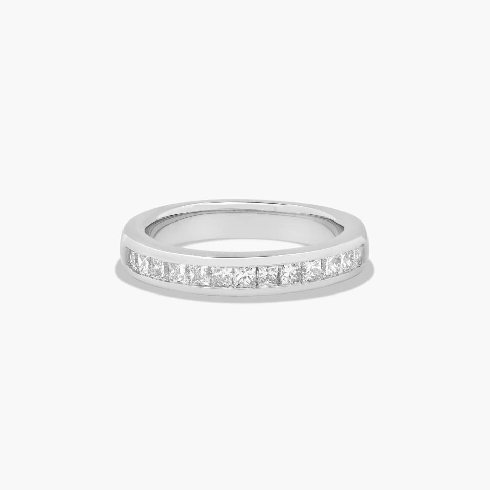 Platinum Channel Set Princess Cut Diamond Anniversary Ring (0.50 CTW - H-I / SI1-SI2)
