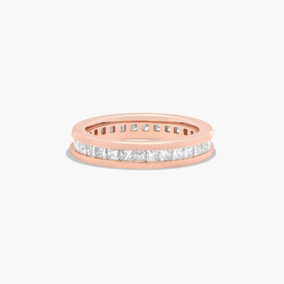 14K Rose Gold Channel Set Princess Cut Diamond Eternity Ring (1.00 CTW H-I / SI1-SI2)