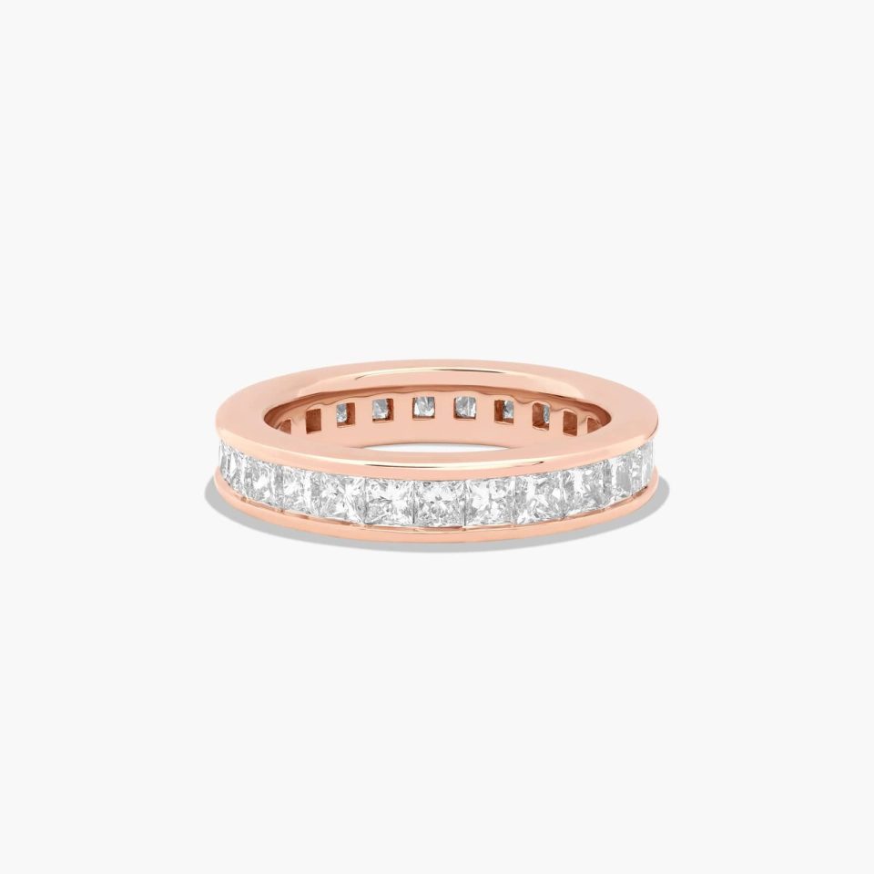 14K Rose Gold Channel Set Princess Cut Diamond Eternity Ring (2.00 CTW H-I / SI1-SI2)