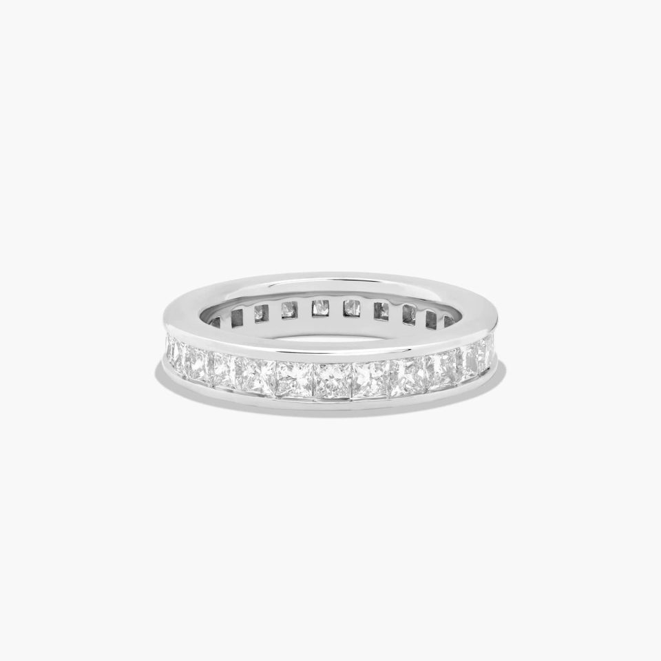 14K White Gold Channel Set Princess Cut Diamond Eternity Ring (2.00 CTW H-I / SI1-SI2)