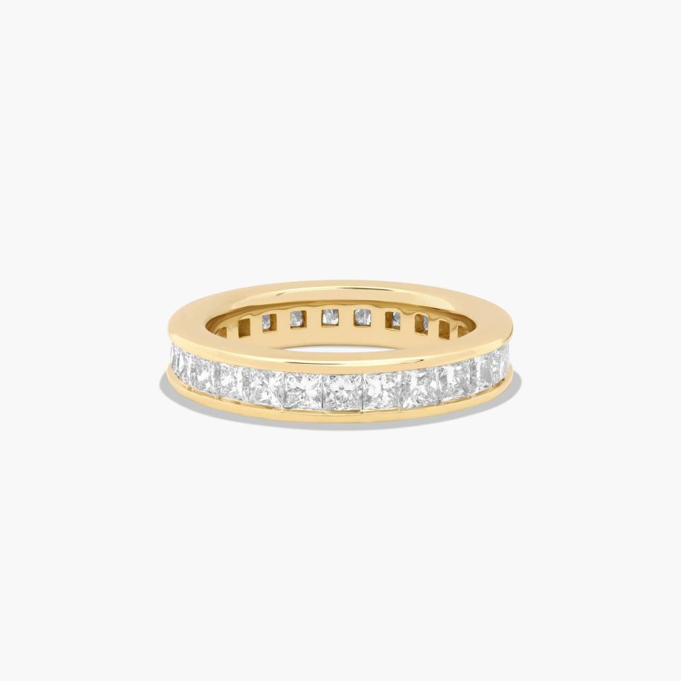 14K Yellow Gold Channel Set Princess Cut Lab-Grown Diamond Eternity Ring (2.00 CTW F-G / VS2-SI1)