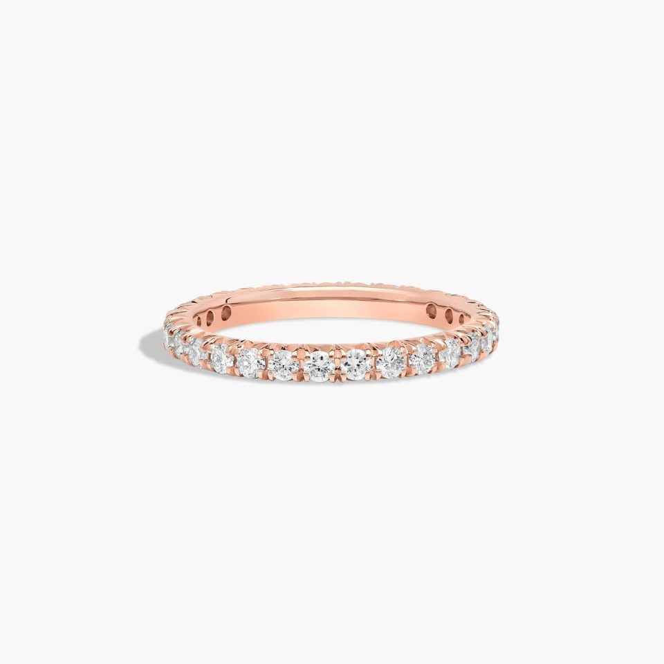 14K Rose Gold French Pavé Diamond Eternity Ring (0.75 CTW H-I / SI1-SI2)