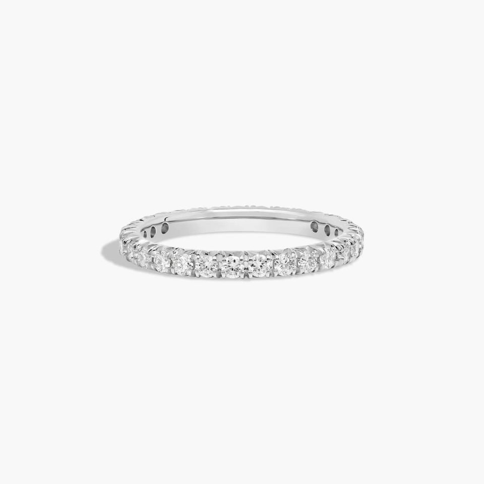 14K White Gold French Pavé Diamond Eternity Ring (0.75 CTW H-I / SI1-SI2)