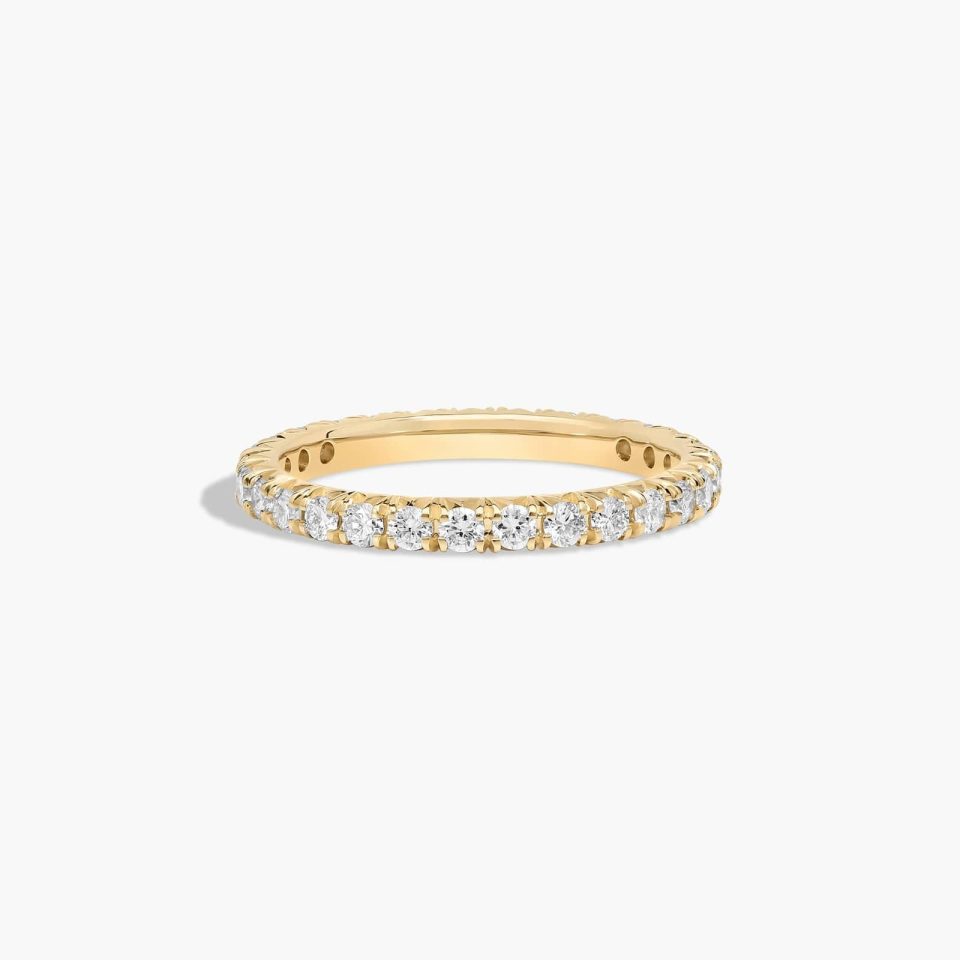 14K Yellow Gold French Pavé Diamond Eternity Ring (0.75 CTW H-I / SI1-SI2)