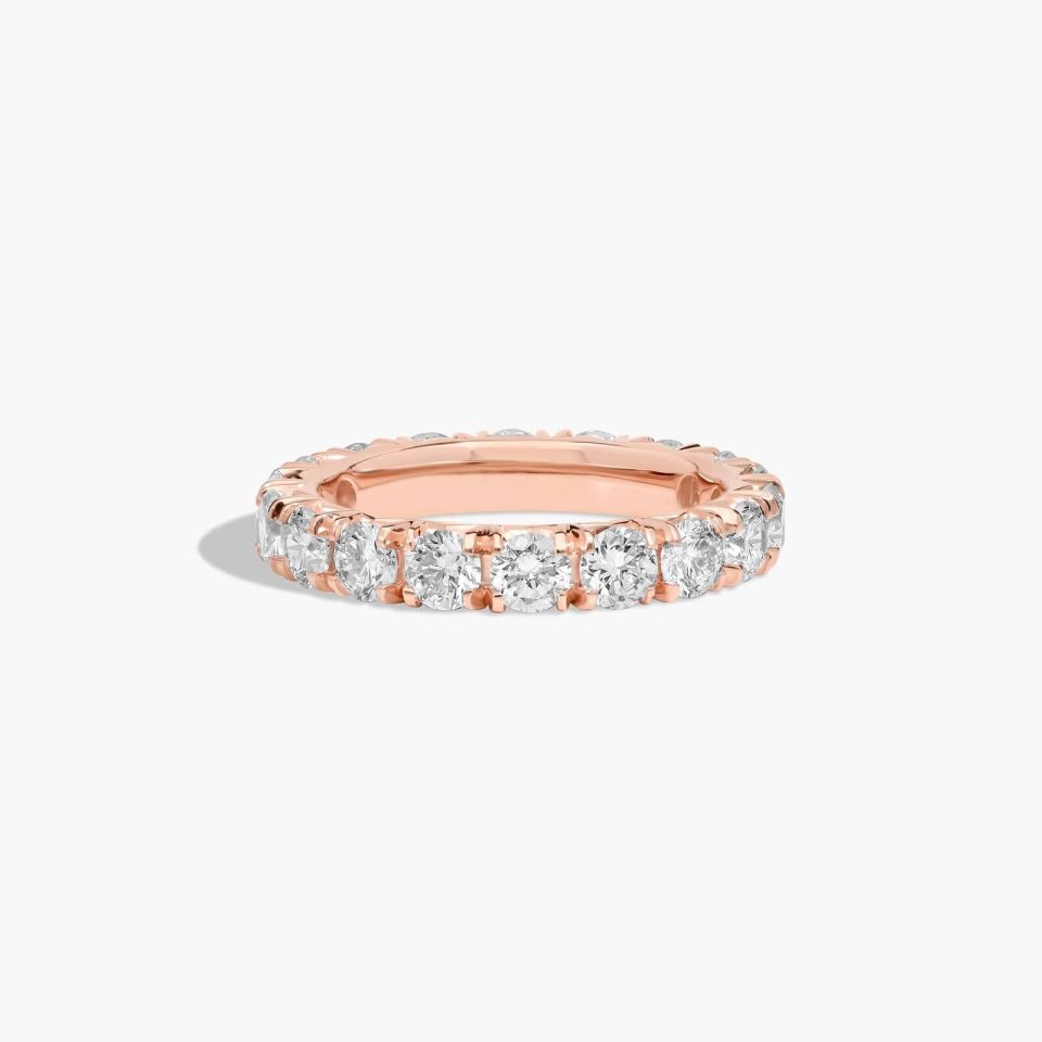 14K Rose Gold French Pavé Diamond Eternity Ring  (1.00 CTW H-I / SI1-SI2)