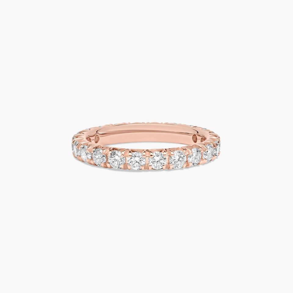 14K Rose Gold French Pavé Diamond Eternity Ring  (1.50 CTW H-I / SI1-SI2)