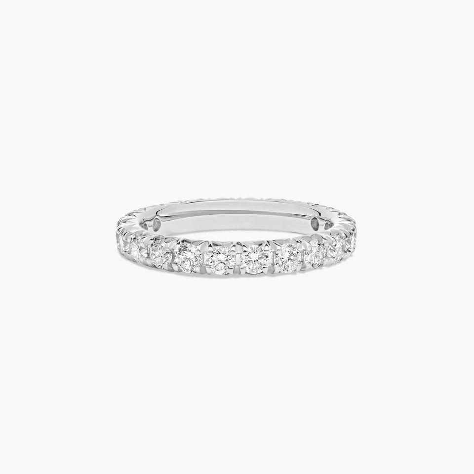 14K White Gold French Pavé Diamond Eternity Ring  (1.50 CTW H-I / SI1-SI2)