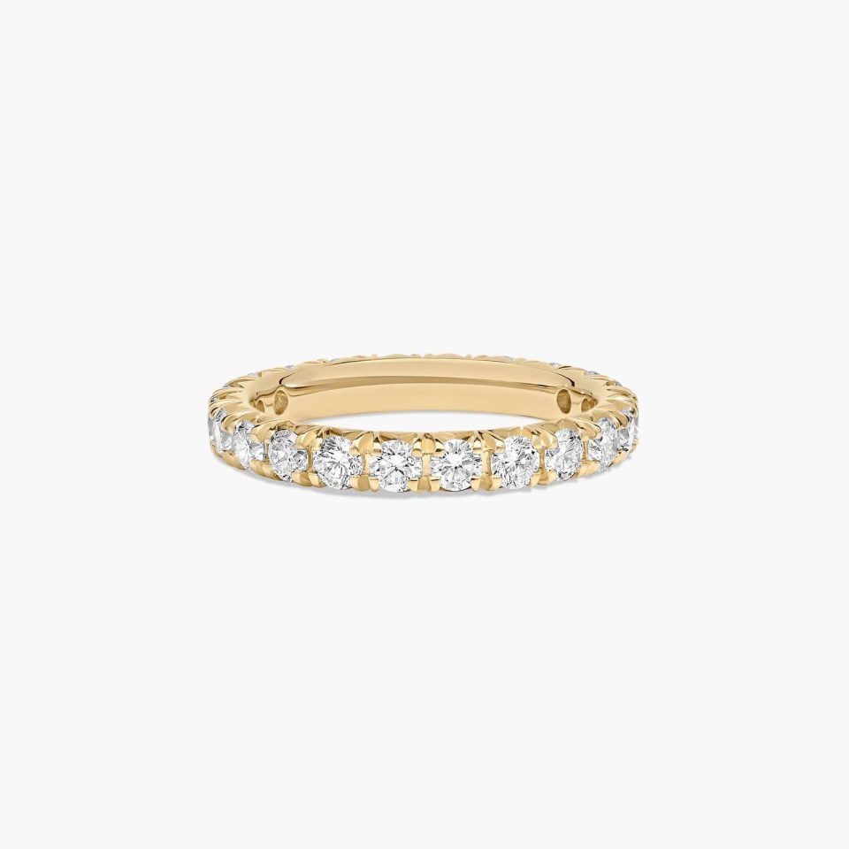 14K Yellow Gold French Pavé Diamond Eternity Ring  (1.50 CTW H-I / SI1-SI2)
