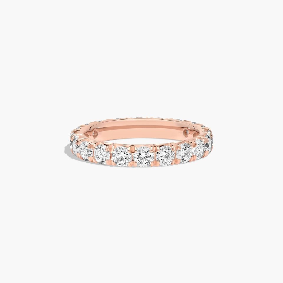 14K Rose Gold French Pavé Diamond Eternity Ring  (2.00 CTW H-I / SI1-SI2)