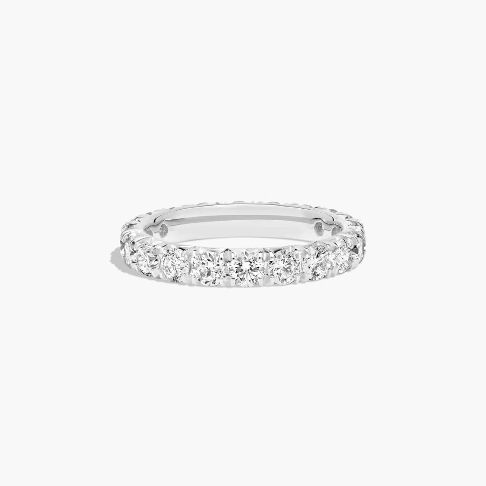 14K White Gold French Pavé Diamond Eternity Ring  (2.00 CTW H-I / SI1-SI2)