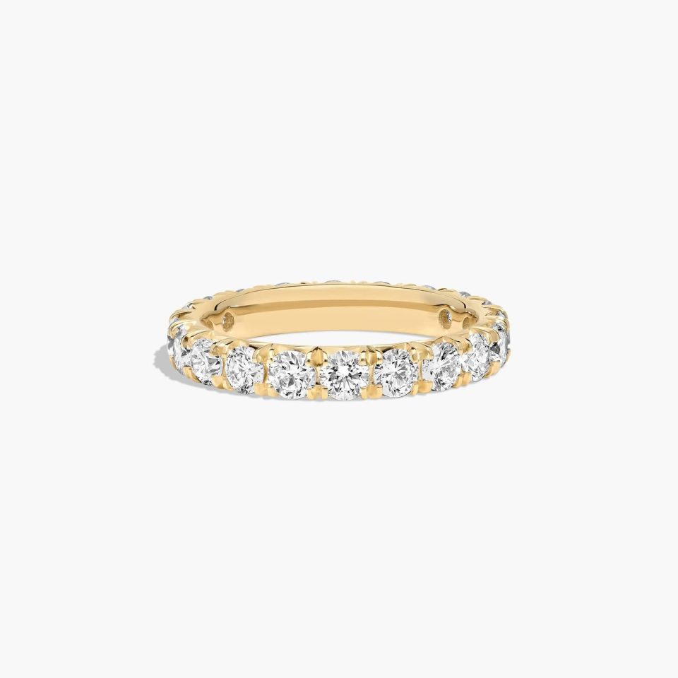 14K Yellow Gold French Pavé Diamond Eternity Ring  (2.00 CTW H-I / SI1-SI2)