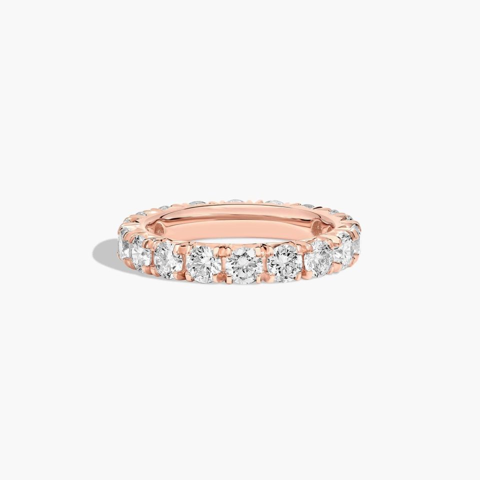 14K Rose Gold French Pavé Diamond Eternity Ring  (2.50 CTW H-I / SI1-SI2)