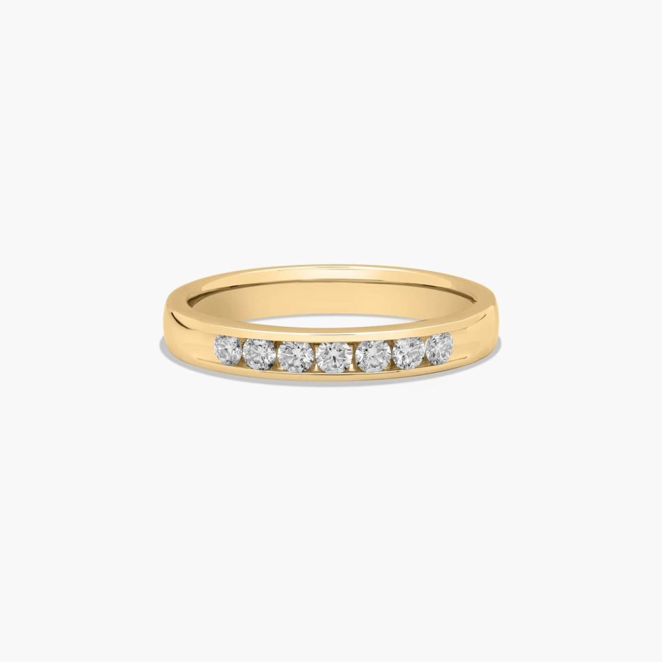 18K Yellow Gold 0.25ctw Seven Stone Channel Set Diamond Anniversary Ring